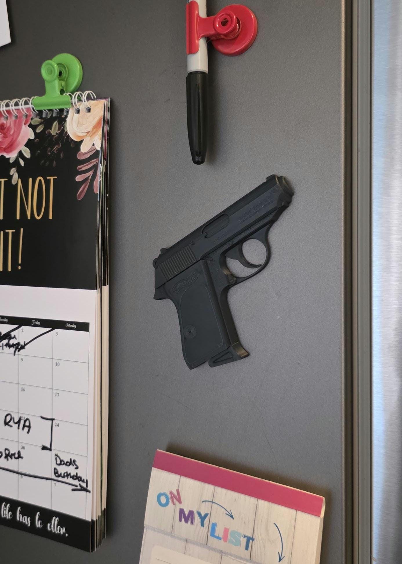 Fridge Magnet Bond 007 Walther Magnetic 3d 32ACP Barrett 50 Cal PPK Moneypenny Half Pistol Bullet 75% Scale Printed Luger P08 Model