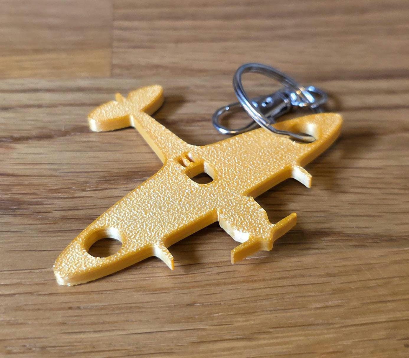 Gift Bag Filler Made in UK Recycled Plastic Supermarine Bright Spitfire Keyring 3d Printed WW2 Key Chain RAF Gift Party Shed Aircraft Pilot