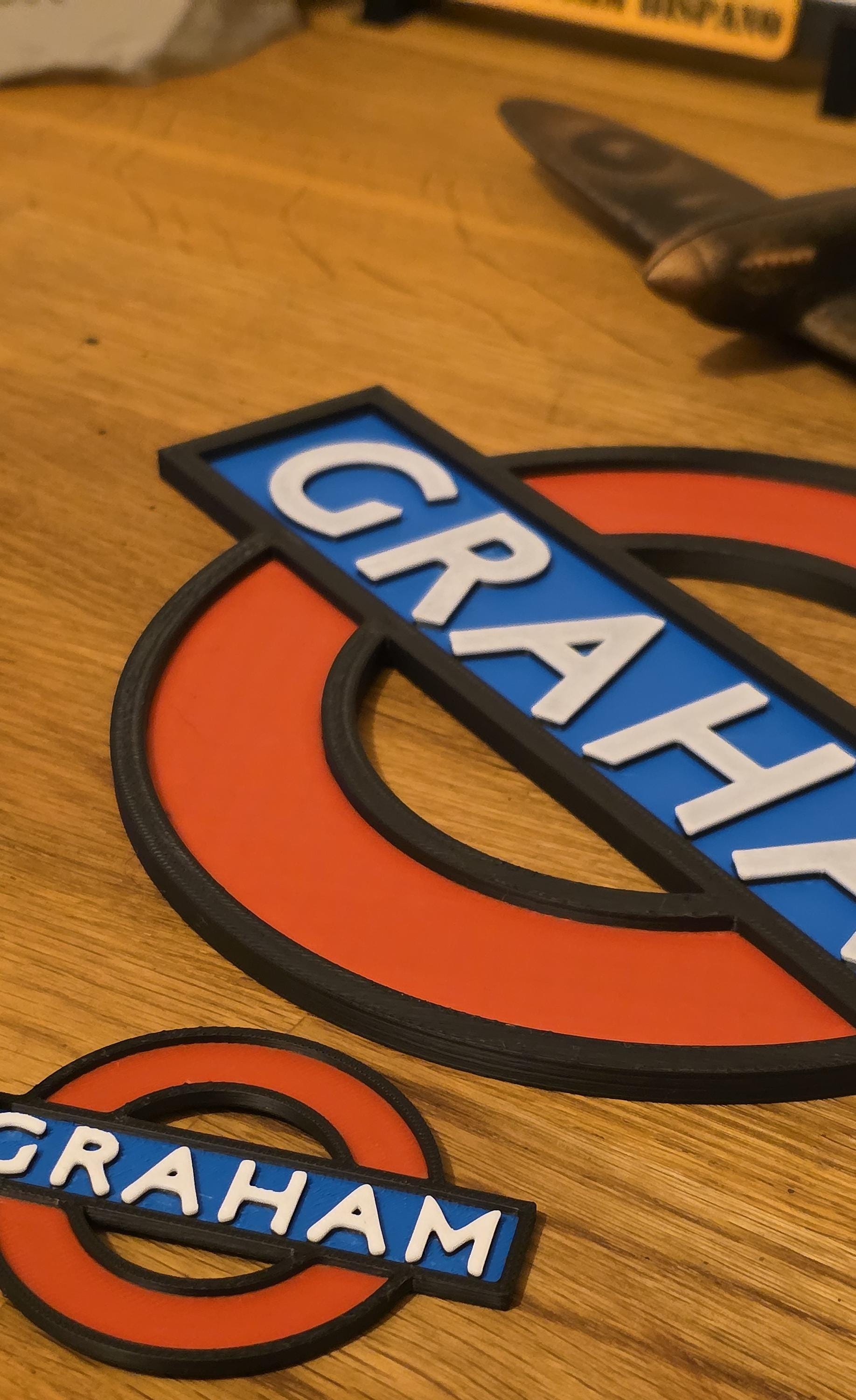 Personalised London Underground Subway Sign & Keyring Gift Set Wall Sign Made in UK Father's Day Shed Garage Man Cave