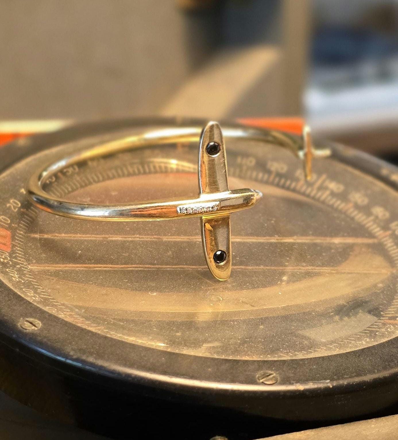 Handmade "Chasing your Tail" Bangles Commemorative Solid 9k Bracelet VE Day Collectable Bracelet WW2 Gold Silver Genuine Diamonds Pilot UK