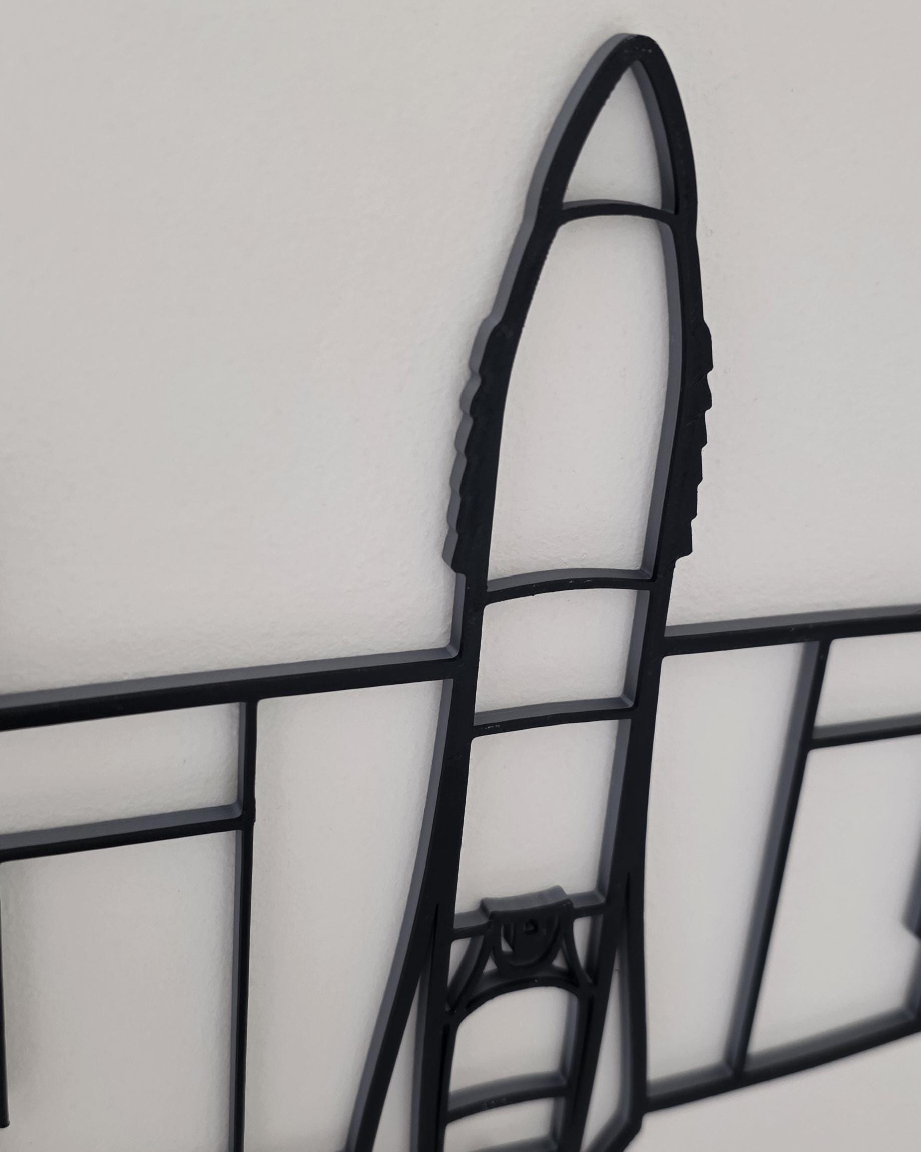 Recycled Supermarine Spitfire Large Wall Art Plastic 3d Print Large Vector Dual Colour WW2 Decor