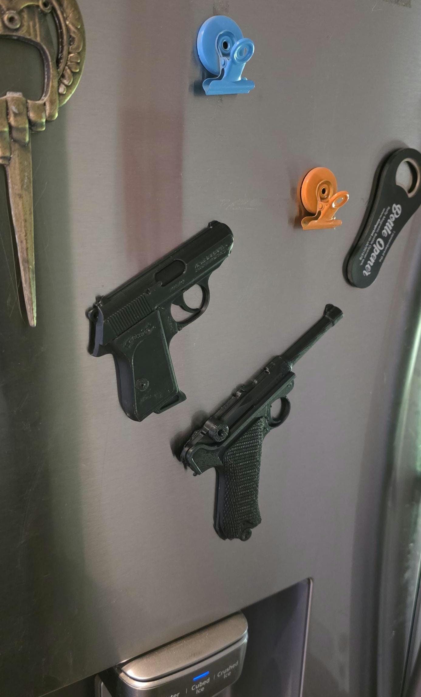 Fridge Magnet Bond 007 Walther Magnetic 3d 32ACP Barrett 50 Cal PPK Moneypenny Half Pistol Bullet 75% Scale Printed Luger P08 Model