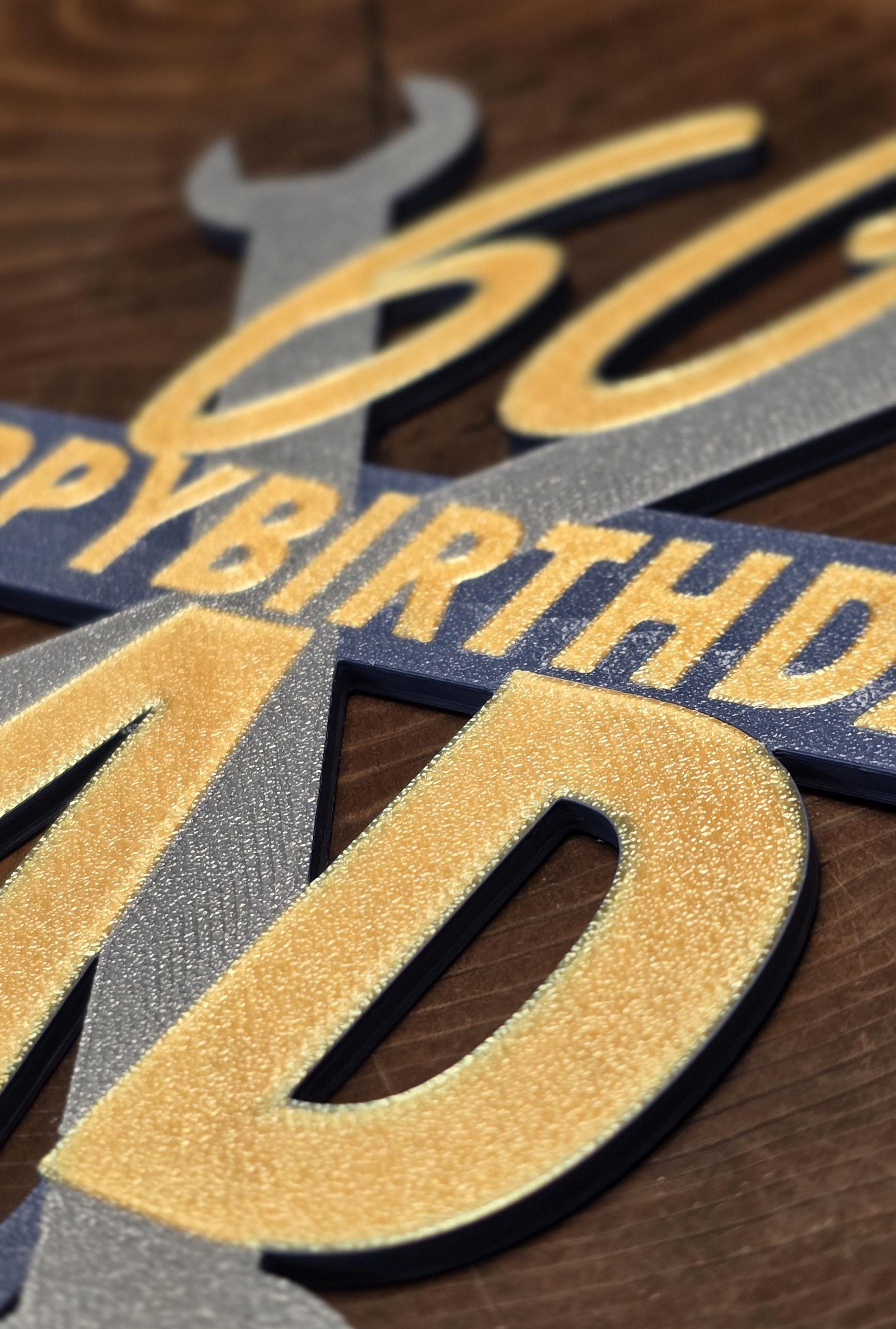 Spitfire Cake Topper Personalised Supermarine Happy Birthday Cake Gold RAF Blue 3d Printed Eco Candle Holder Name Celebration