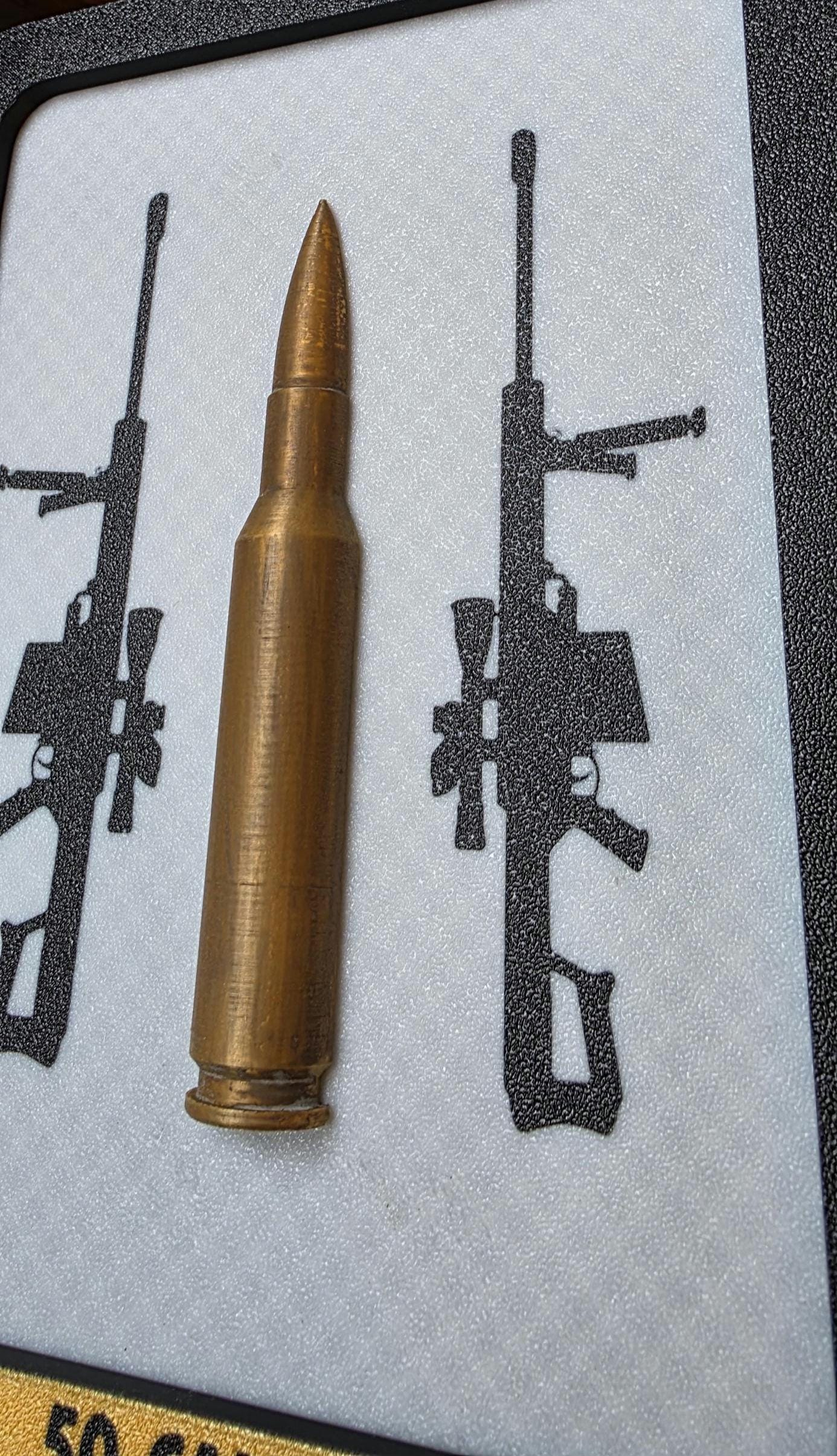 Wall Art 50 Cal BMG Hangar Collectable Half Bullet Scale Size Brass Printed Detailed Barrett Sniper Round Made UK Cosplay