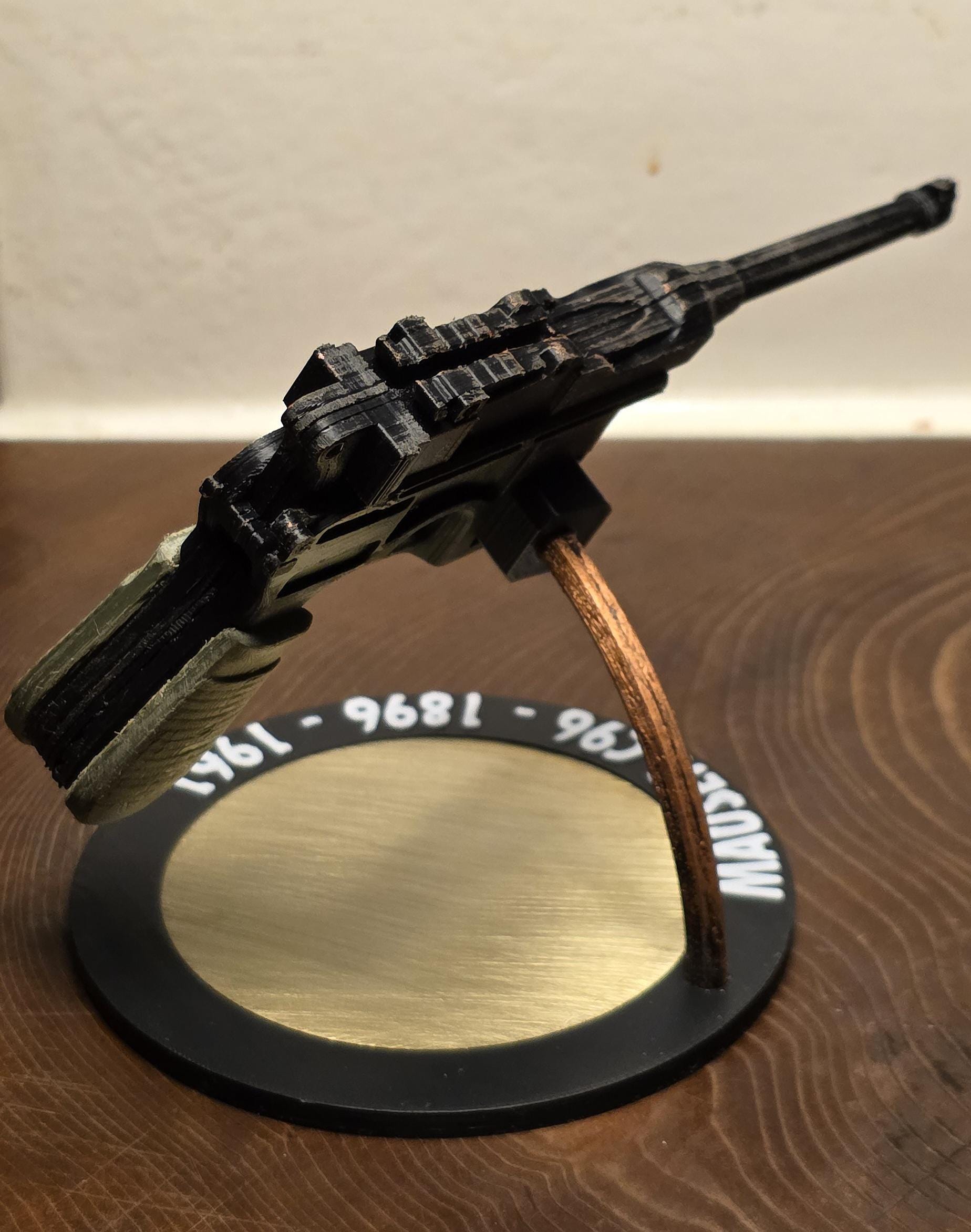 Mauser C96 Scale Model Desk Ornament Collectable 3d Printed Antique Brass Base Pistol High Detail