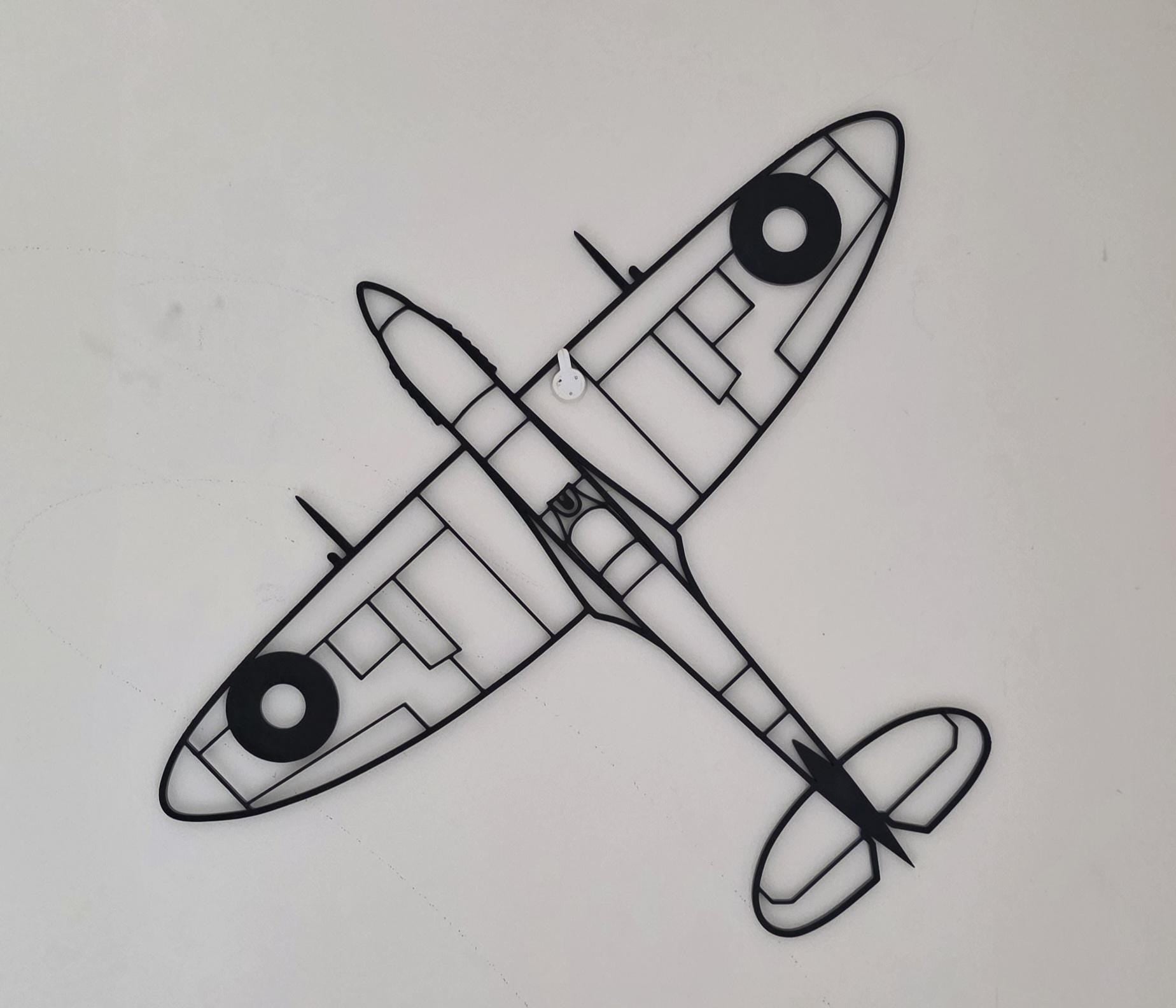 Recycled Supermarine Spitfire Large Wall Art Plastic 3d Print Large Vector Dual Colour WW2 Decor