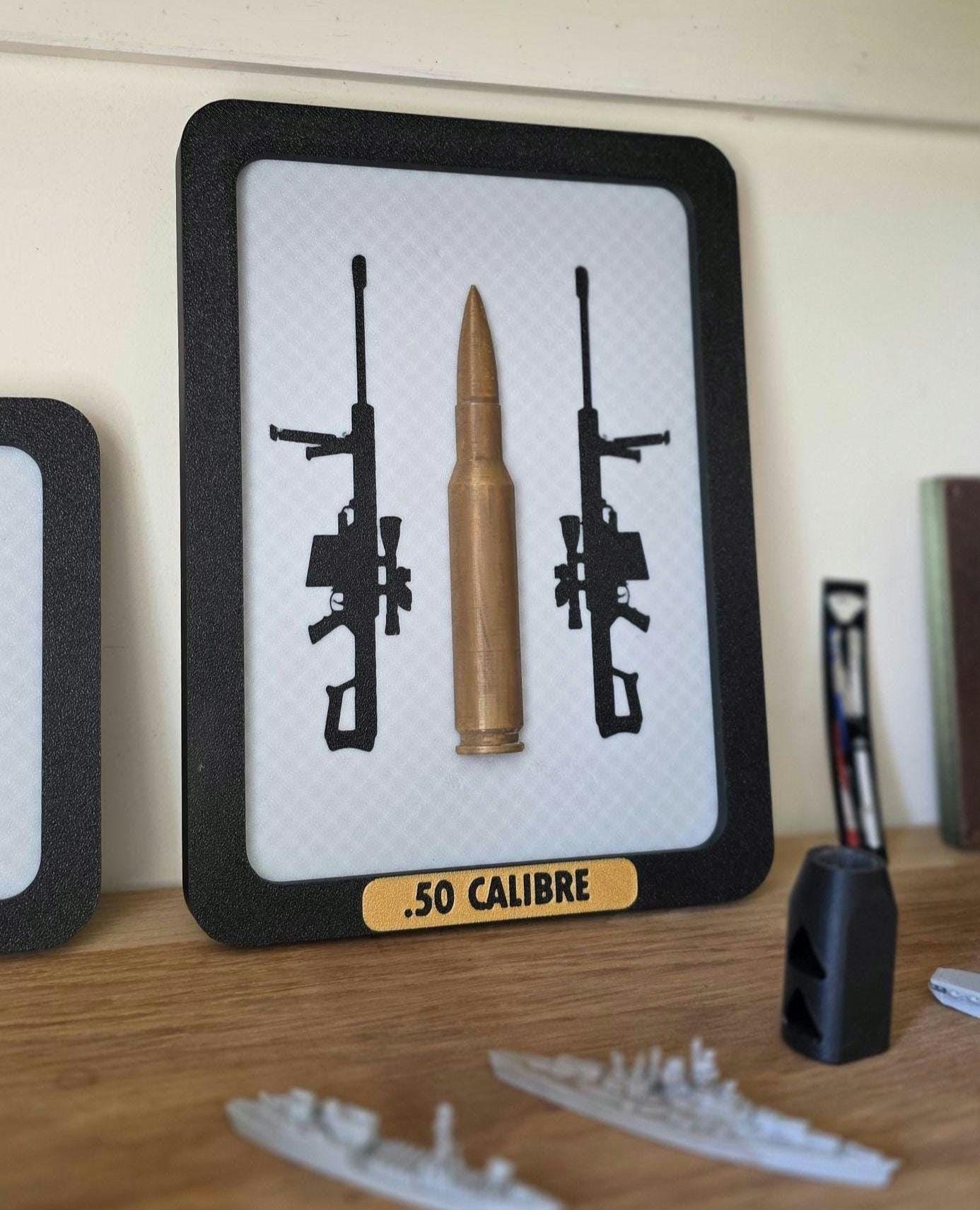 Wall Art 50 Cal BMG Hangar Collectable Half Bullet Scale Size Brass Printed Detailed Barrett Sniper Round Made UK Cosplay