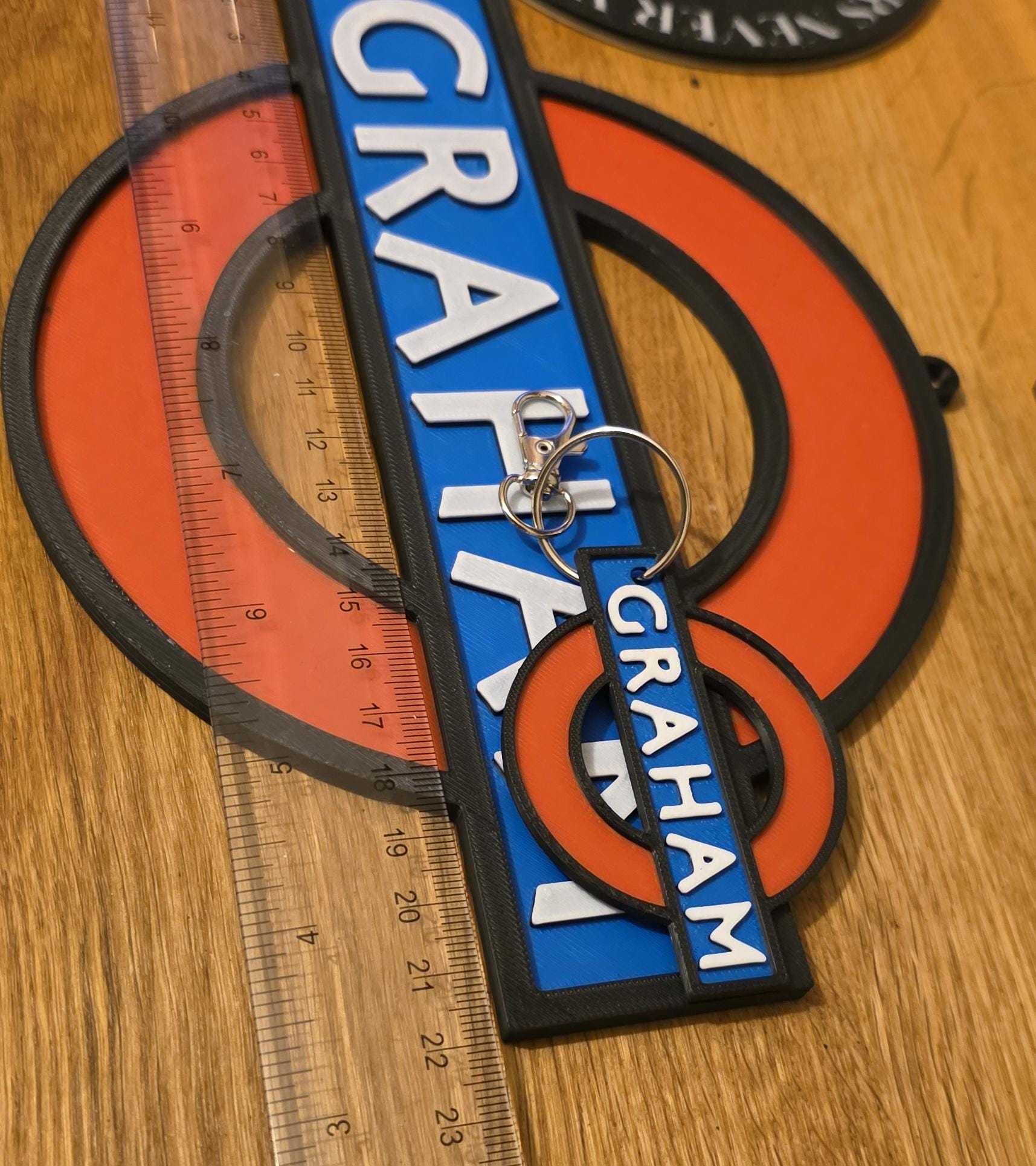 Personalised London Underground Subway Sign & Keyring Gift Set Wall Sign Made in UK Father's Day Shed Garage Man Cave