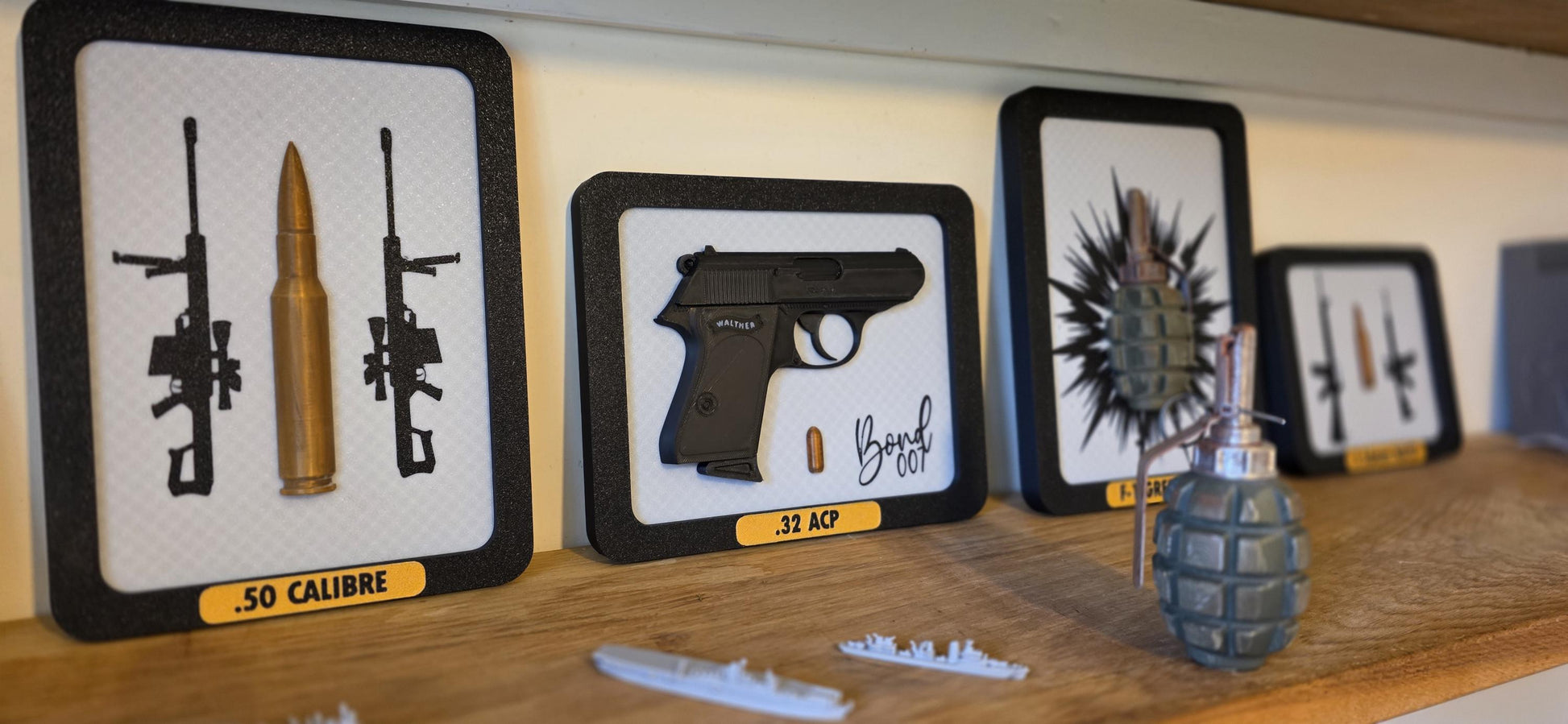 Wall Art 50 Cal BMG Hangar Collectable Half Bullet Scale Size Brass Printed Detailed Barrett Sniper Round Made UK Cosplay