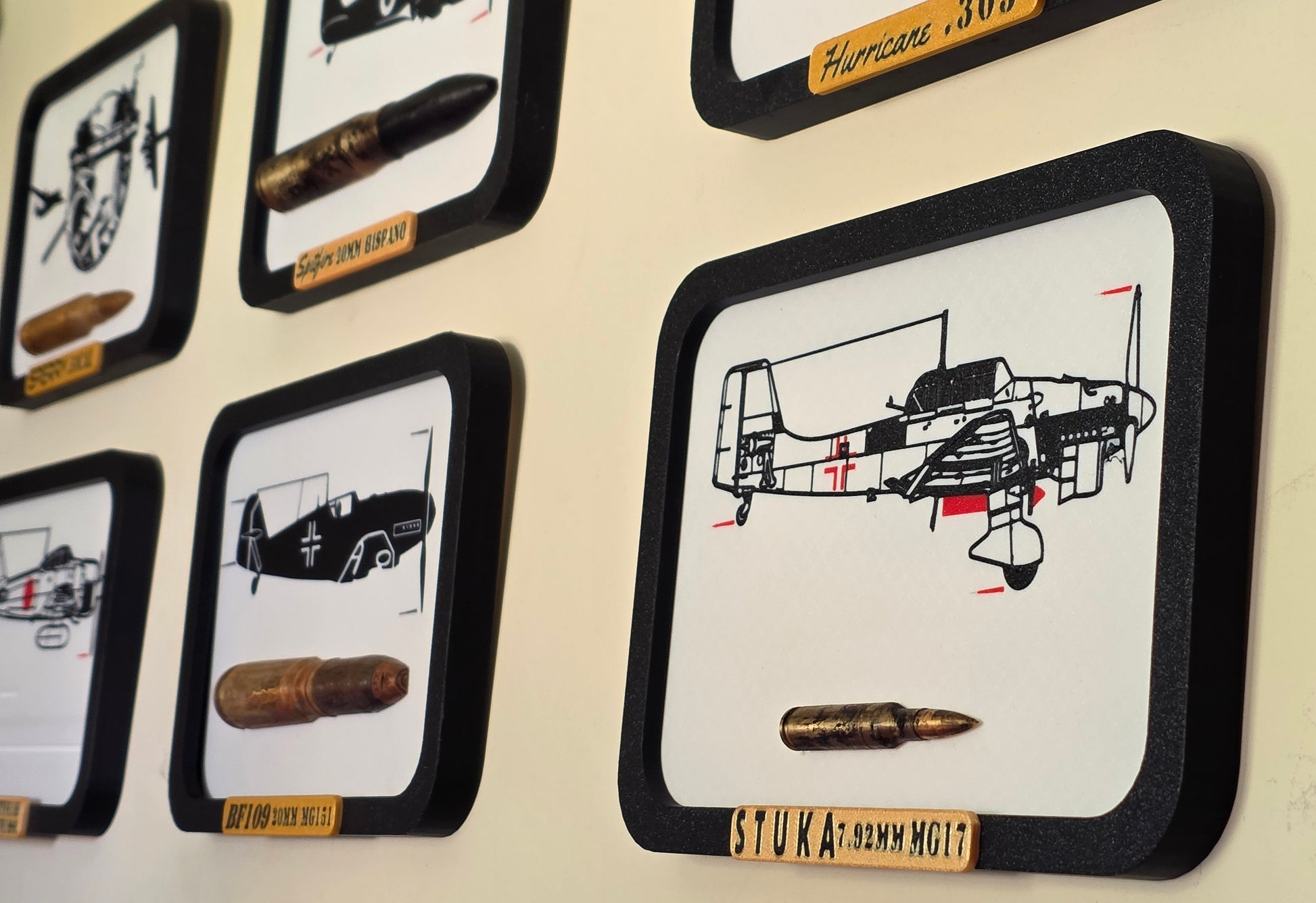 Framed C6M Zero 7.7mm 20mm Round Mitsubishi UK Scale Inert 3d Printed Aircraft Gift WW2 RAF Ammo Full Aviation Desk