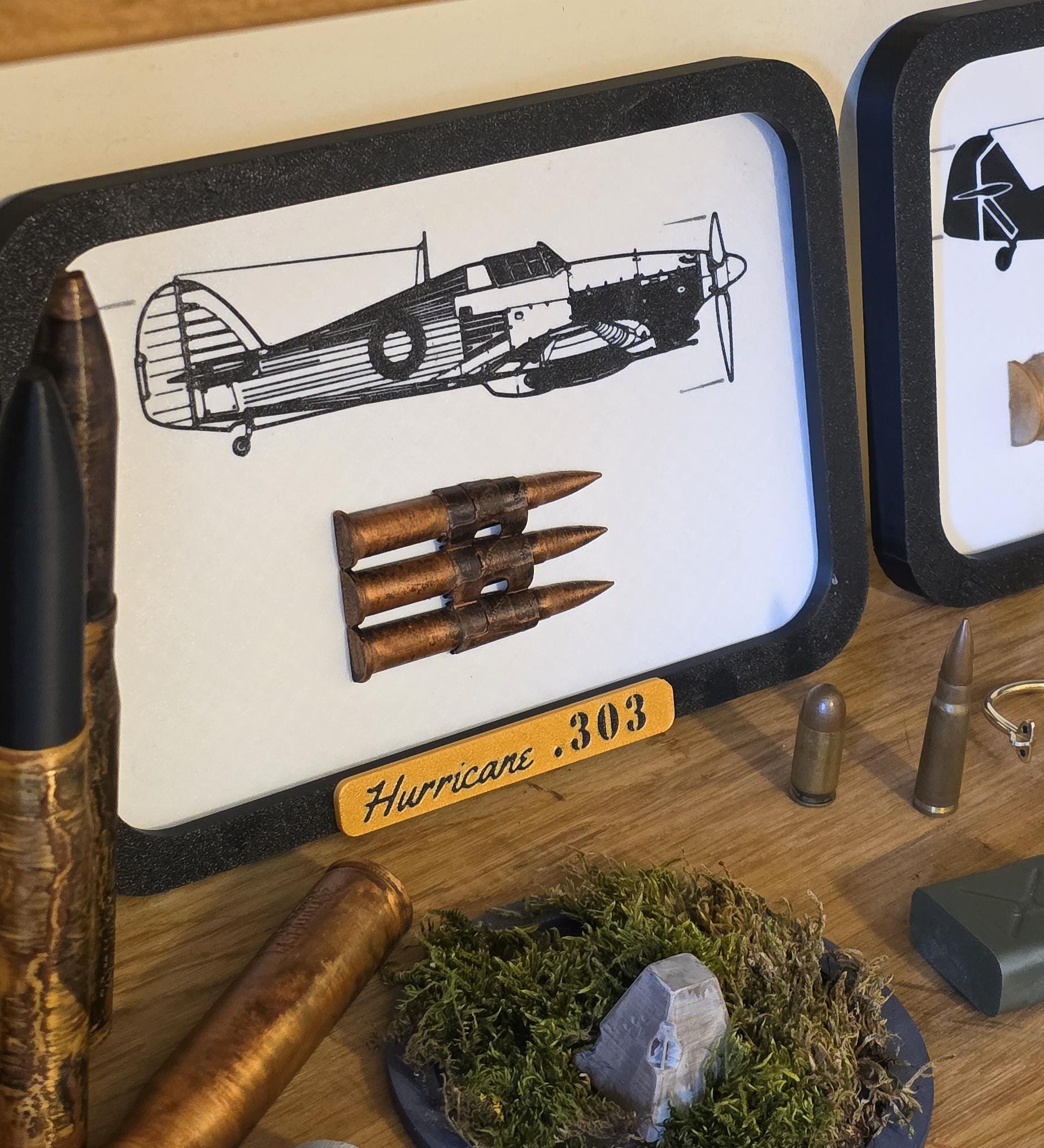 Framed Spitfire 20mm Hispano Round Supermarine UK Scale Inert 3d Printed Aircraft Gift WW2 RAF Ammo Full Aviation BF109 Hurricane Fortress