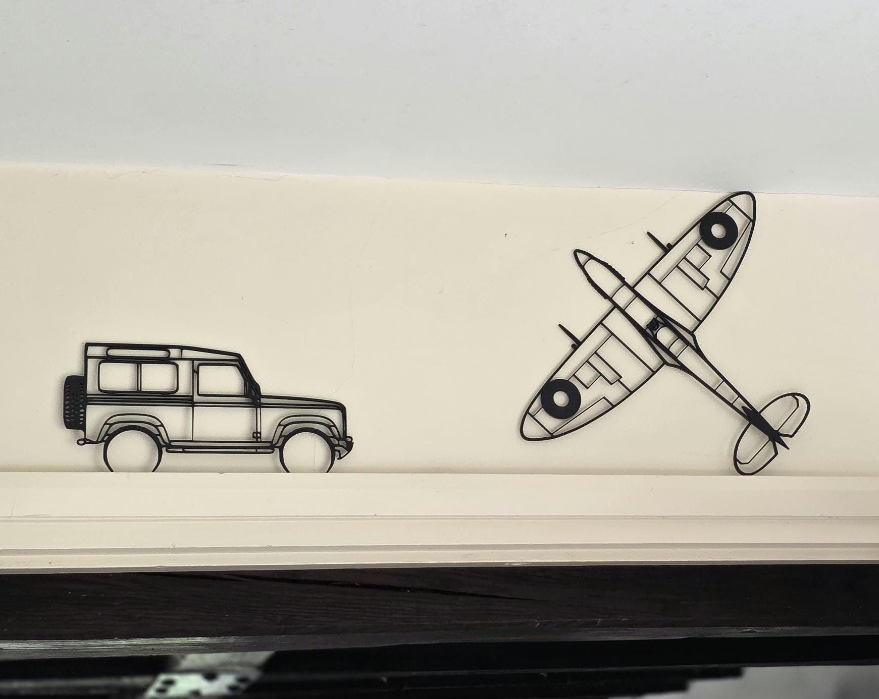 Recycled Supermarine Spitfire Large Wall Art Plastic 3d Print Large Vector Dual Colour WW2 Decor