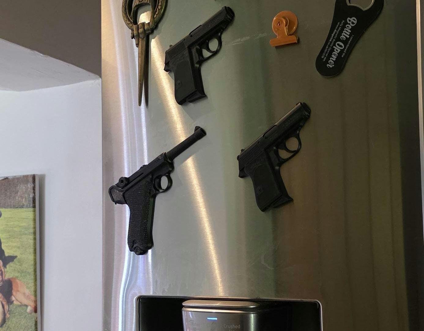 Fridge Magnet Bond 007 Walther Magnetic 3d 32ACP Barrett 50 Cal PPK Moneypenny Half Pistol Bullet 75% Scale Printed Luger P08 Model