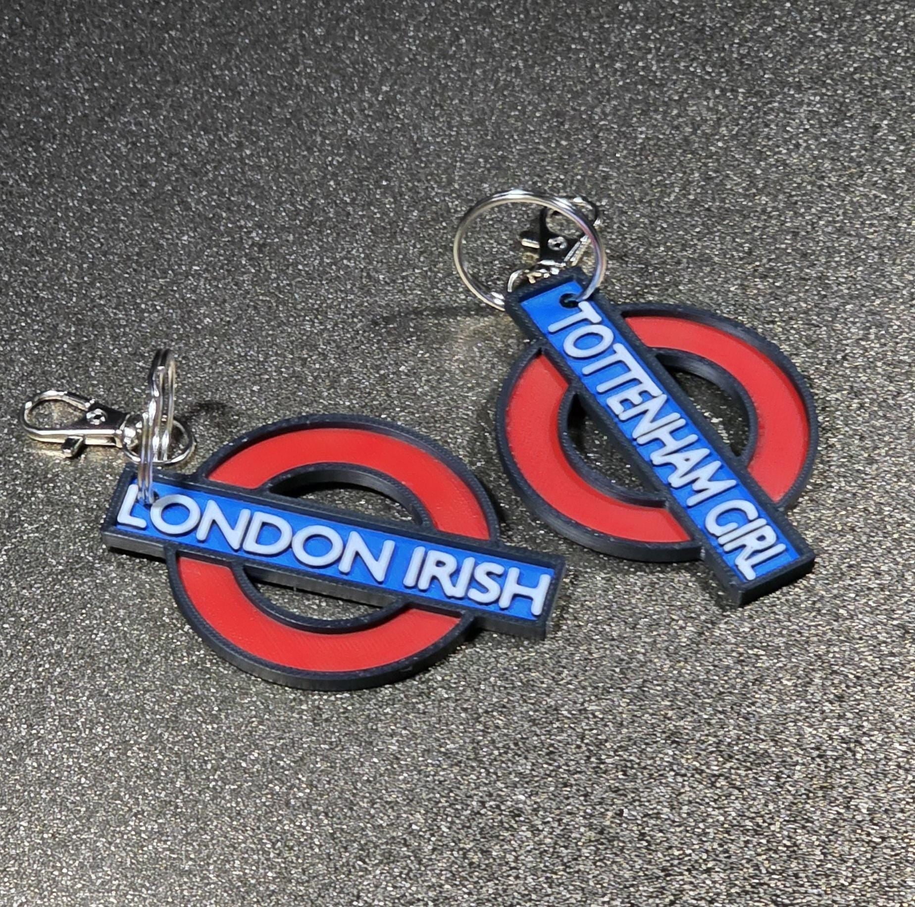 Personalised London Underground Subway Sign & Keyring Gift Set Wall Sign Made in UK Father's Day Shed Garage Man Cave