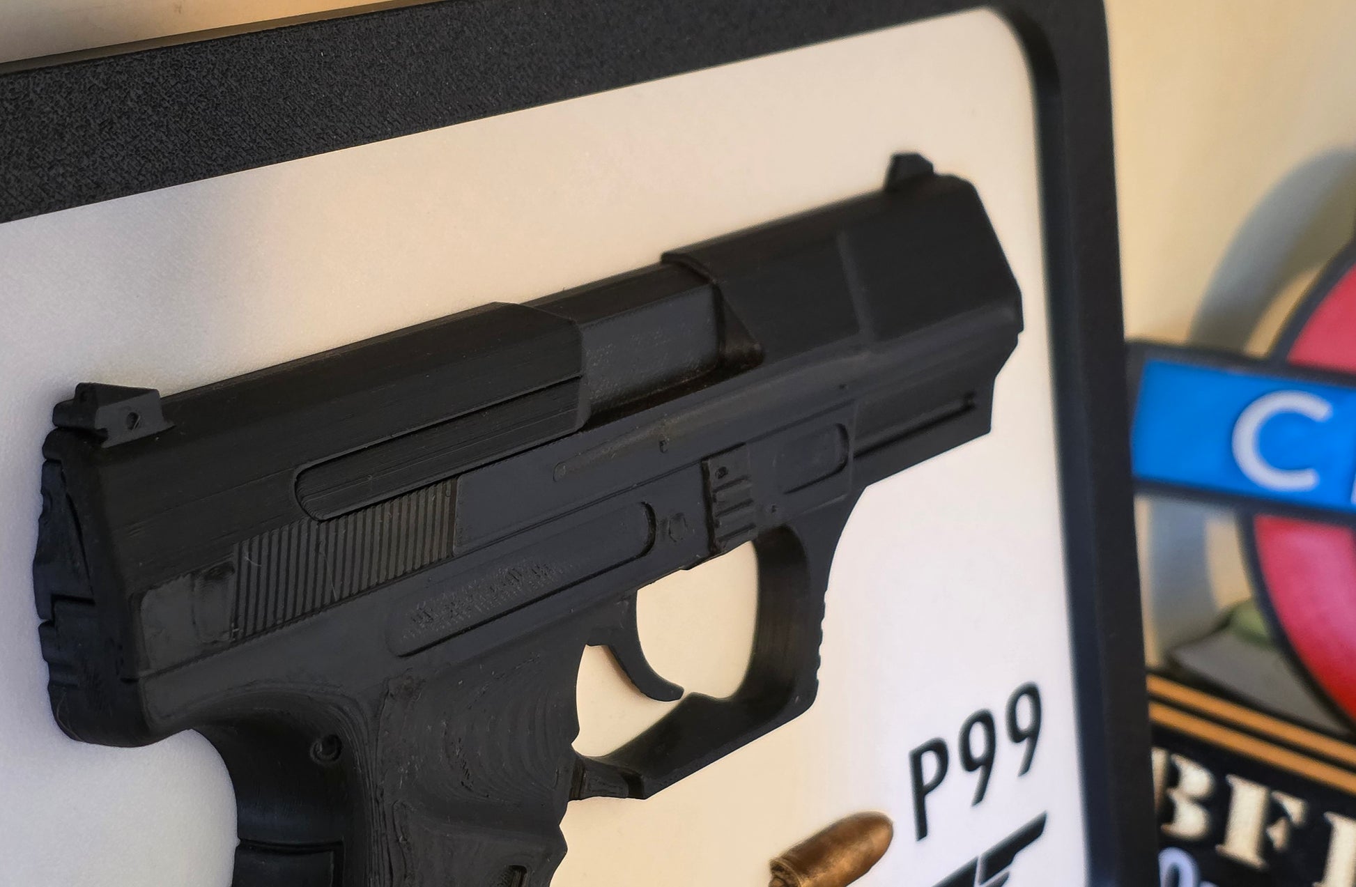 Walther P99 Bullet Scale Size Brass Printed Bond Wall Art Desk Mount Detailed Decor 007 Collectable Film Movies James Tomorrow Never Dies Brosnan