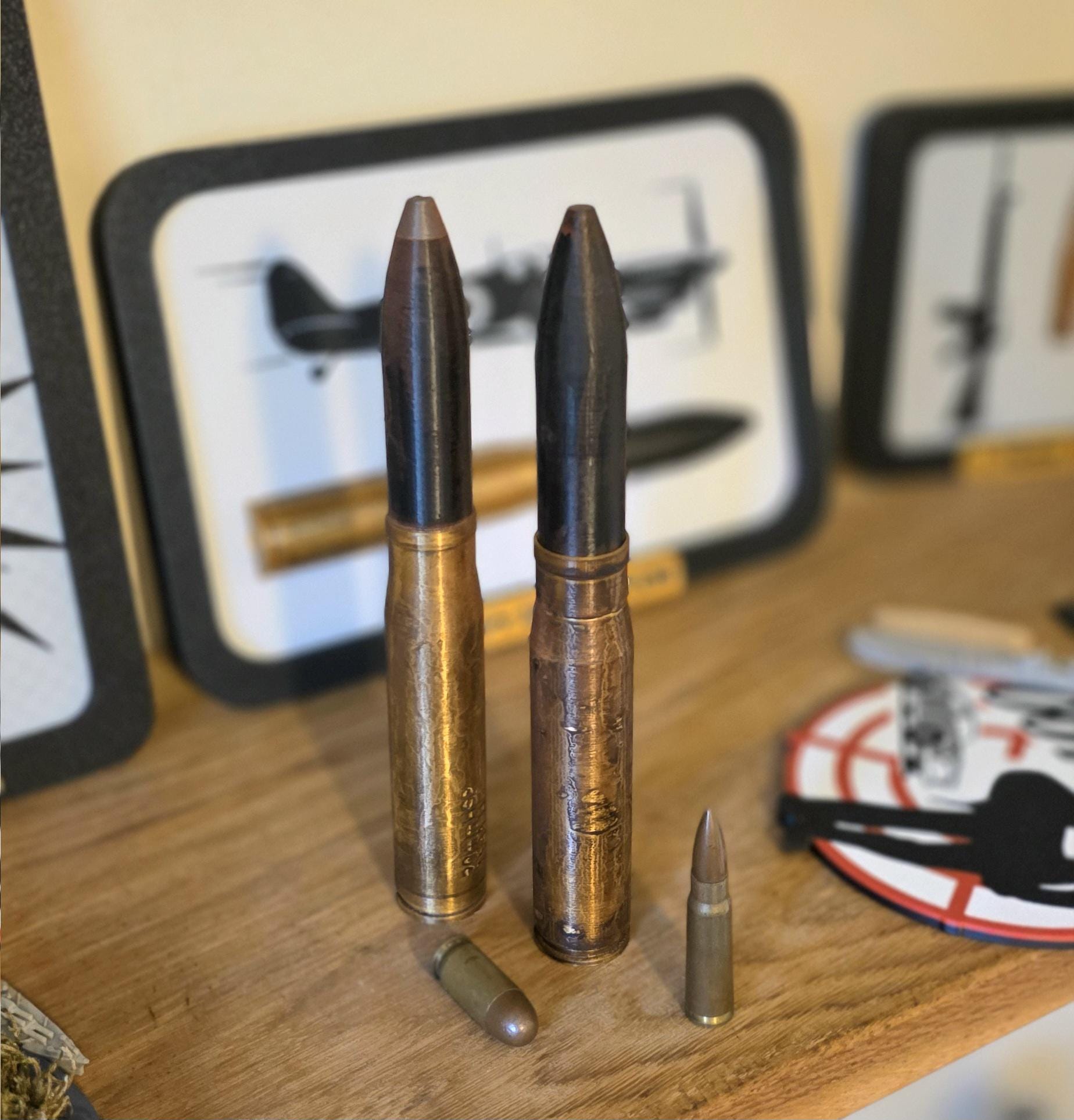 Spitfire 20mm Hispano Round Supermarine made in UK Scale Inert 3d Printed Aircraft Gift Day WW2 RAF Ammo Model Full Aviation Desk Fathers